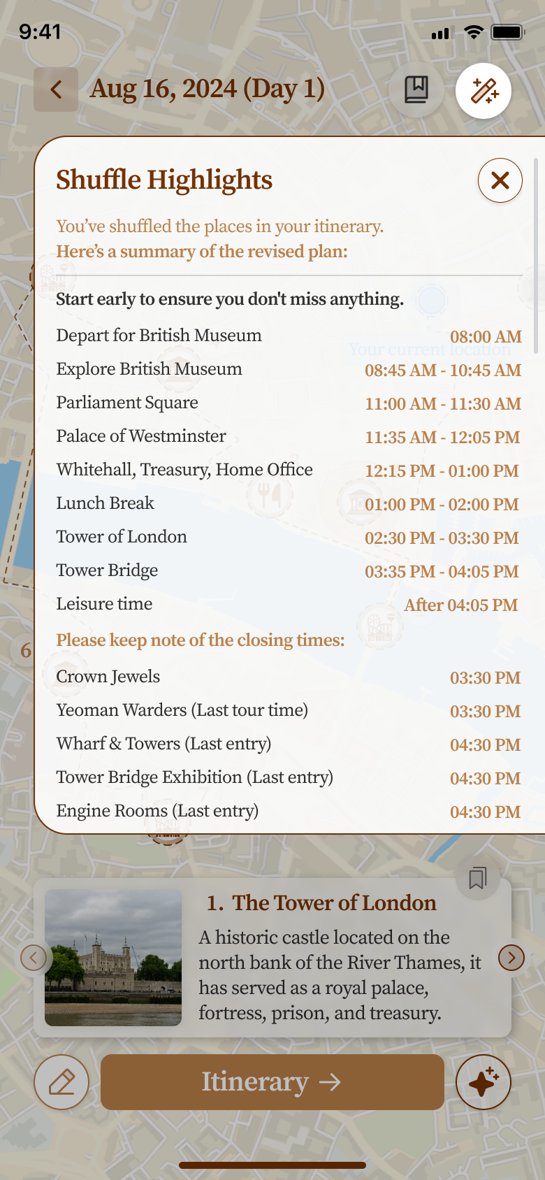 Build and customize your itinerary